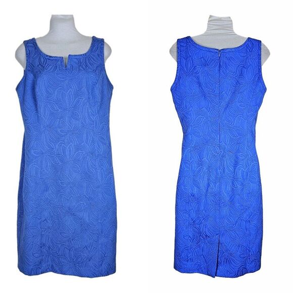 Talbots Dresses & Skirts - Talbots 2 Pc Jacket Dress Combo Set Blue Floral Jacquard Print size 10